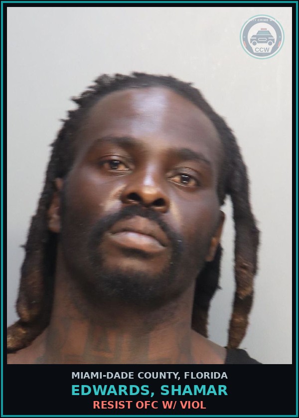 Booking mugshot of EDWARDS, SHAMAR in Miami-Dade County