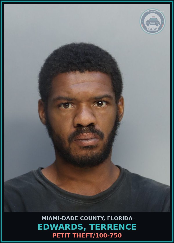 Booking mugshot of EDWARDS, TERRENCE in Miami-Dade County