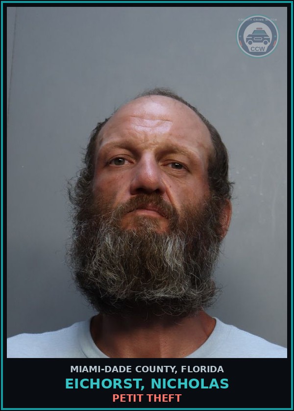 Booking mugshot of EICHORST, NICHOLAS in Miami-Dade County