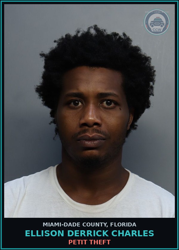 Booking mugshot of ELLISON DERRICK  CHARLES in Miami-Dade County