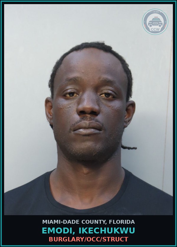 Booking mugshot of EMODI, IKECHUKWU in Miami-Dade County