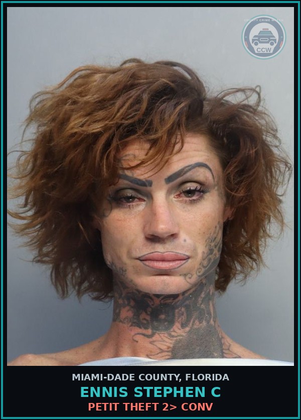 Booking mugshot of ENNIS STEPHEN  C in Miami-Dade County