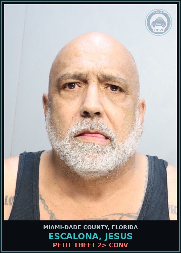 Booking mugshot of ESCALONA, JESUS in Miami-Dade County
