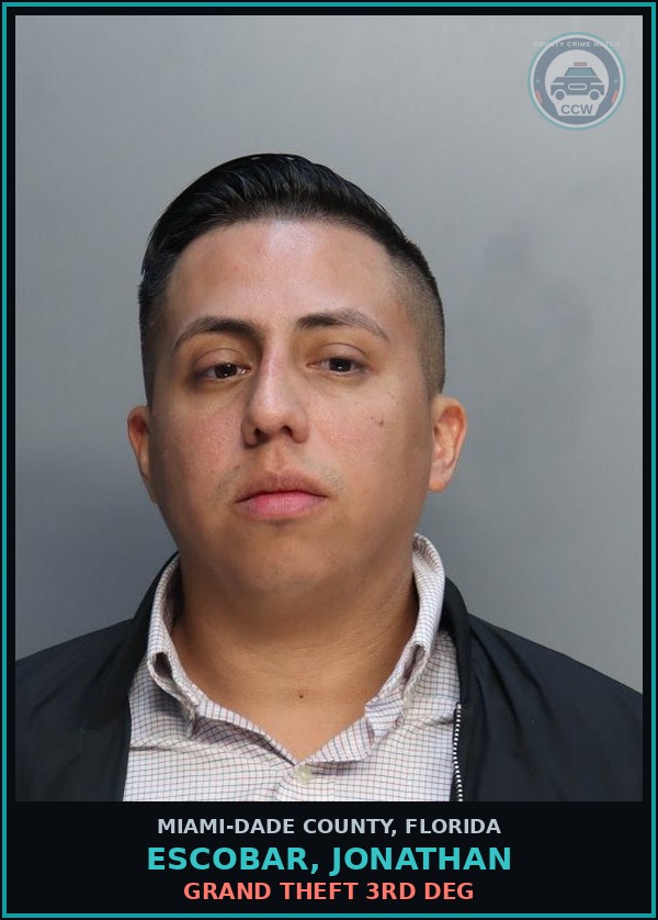 Booking mugshot of ESCOBAR, JONATHAN in Miami-Dade County