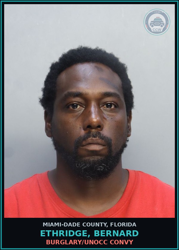 Booking mugshot of ETHRIDGE, BERNARD in Miami-Dade County