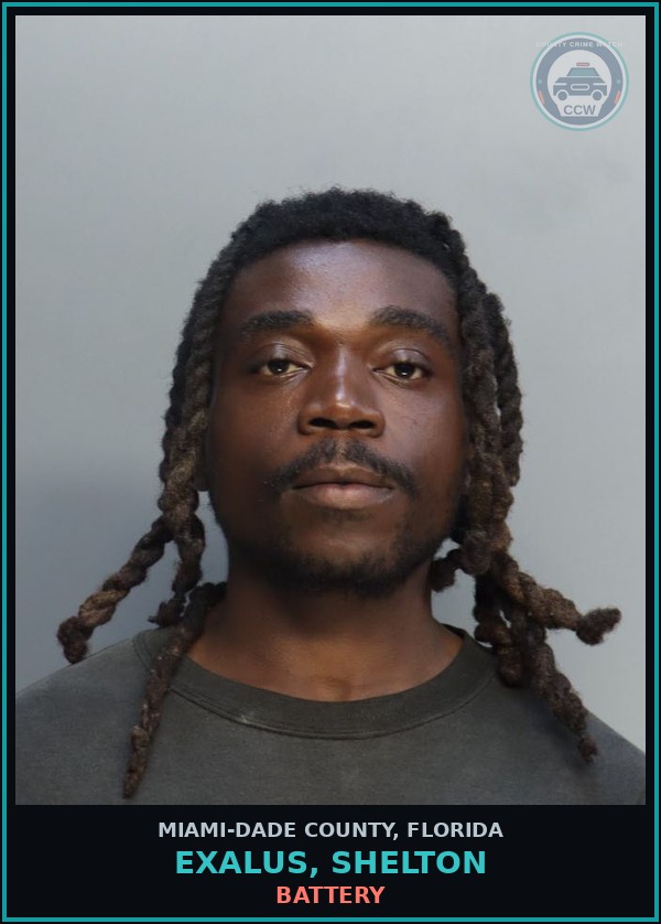 Booking mugshot of EXALUS, SHELTON in Miami-Dade County