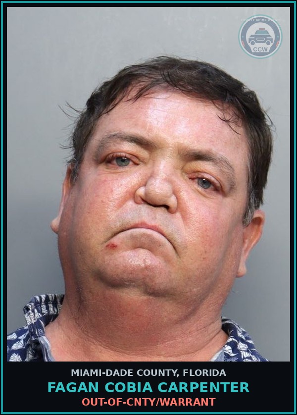 Booking mugshot of FAGAN COBIA  CARPENTER in Miami-Dade County