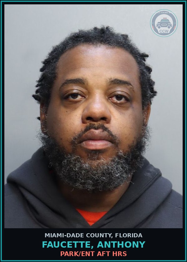 Booking mugshot of FAUCETTE, ANTHONY in Miami-Dade County