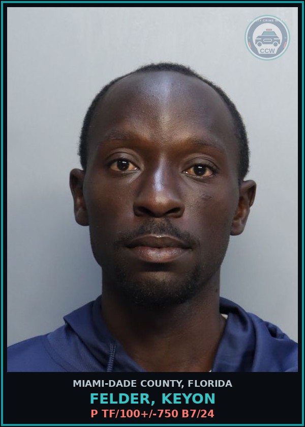 Booking mugshot of FELDER, KEYON in Miami-Dade County