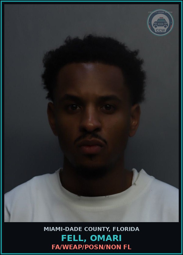 Booking mugshot of FELL, OMARI in Miami-Dade County