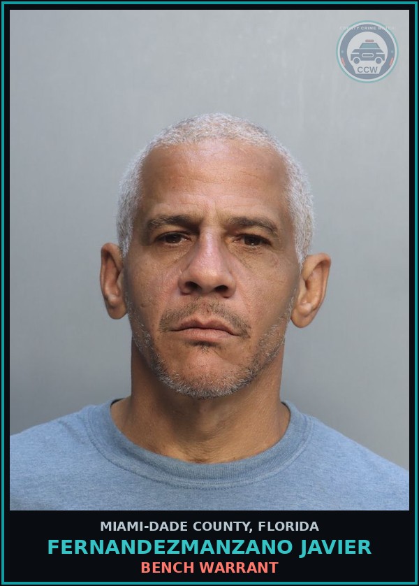 Booking mugshot of FERNANDEZMANZANO JAVIER in Miami-Dade County