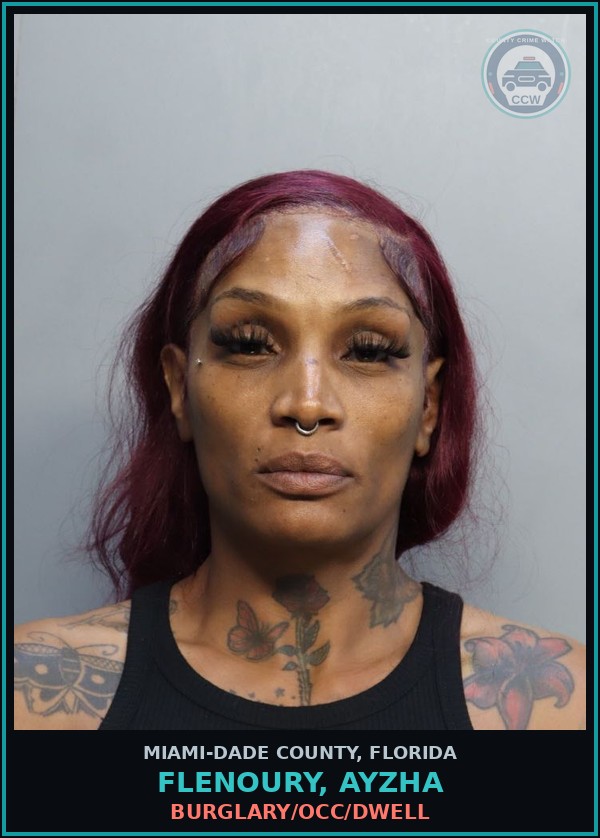 Booking mugshot of FLENOURY, AYZHA in Miami-Dade County