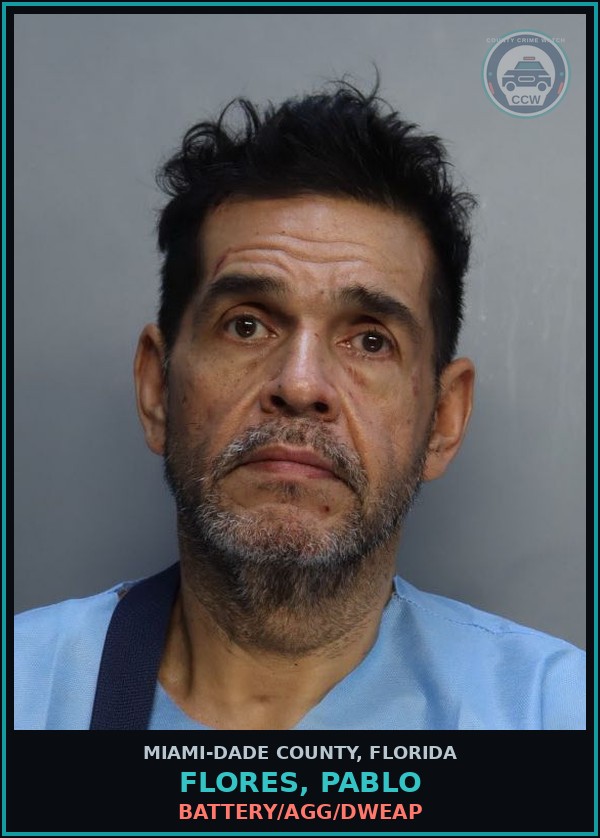 Booking mugshot of FLORES, PABLO in Miami-Dade County