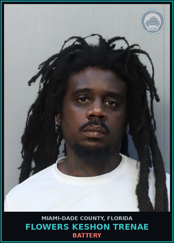 Booking mugshot of FLOWERS KESHON  TRENAE in Miami-Dade County
