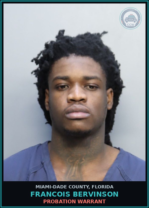 Booking mugshot of FRANCOIS BERVINSON in Miami-Dade County