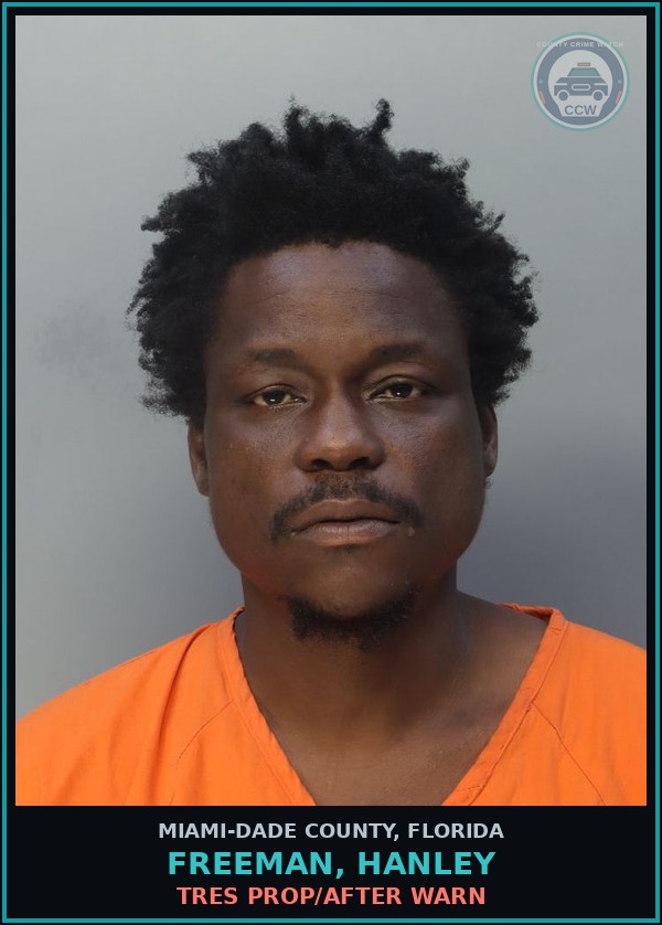 Booking mugshot of FREEMAN, HANLEY in Miami-Dade County