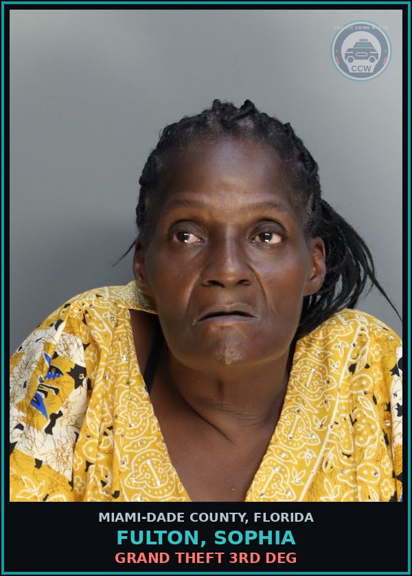 Booking mugshot of FULTON, SOPHIA in Miami-Dade County