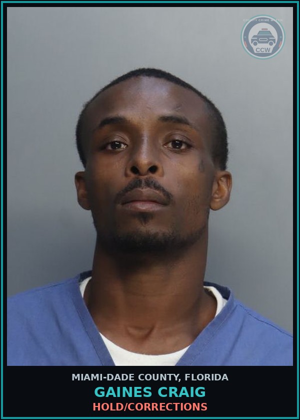 Booking mugshot of GAINES CRAIG in Miami-Dade County