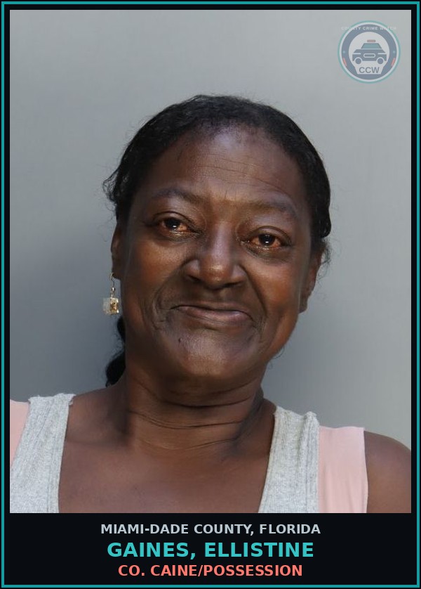 Booking mugshot of GAINES, ELLISTINE in Miami-Dade County