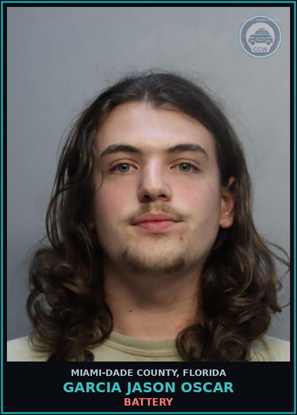 Booking mugshot of GARCIA JASON  OSCAR in Miami-Dade County