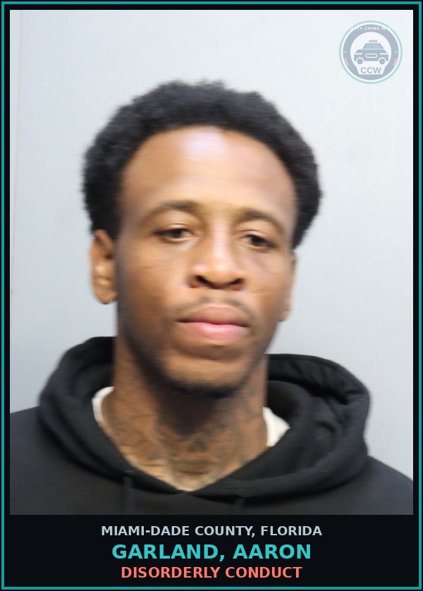 Booking mugshot of GARLAND, AARON in Miami-Dade County