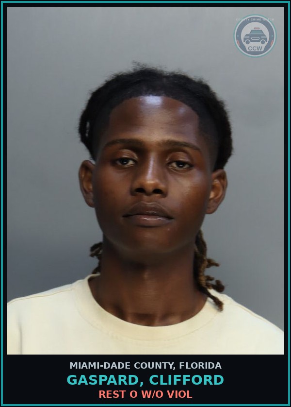 Booking mugshot of GASPARD, CLIFFORD in Miami-Dade County
