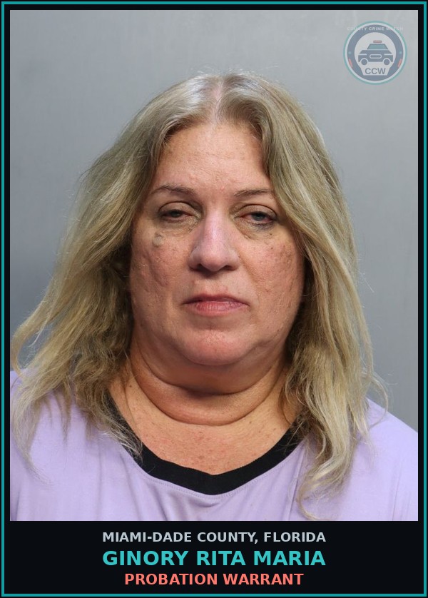 Booking mugshot of GINORY RITA  MARIA in Miami-Dade County