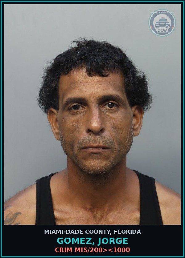 Booking mugshot of GOMEZ, JORGE in Miami-Dade County