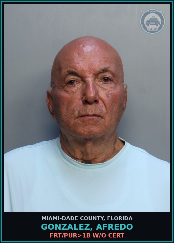 Booking mugshot of GONZALEZ, AFREDO in Miami-Dade County