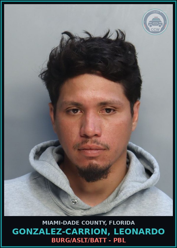 Booking mugshot of GONZALEZ-CARRION, LEONARDO in Miami-Dade County