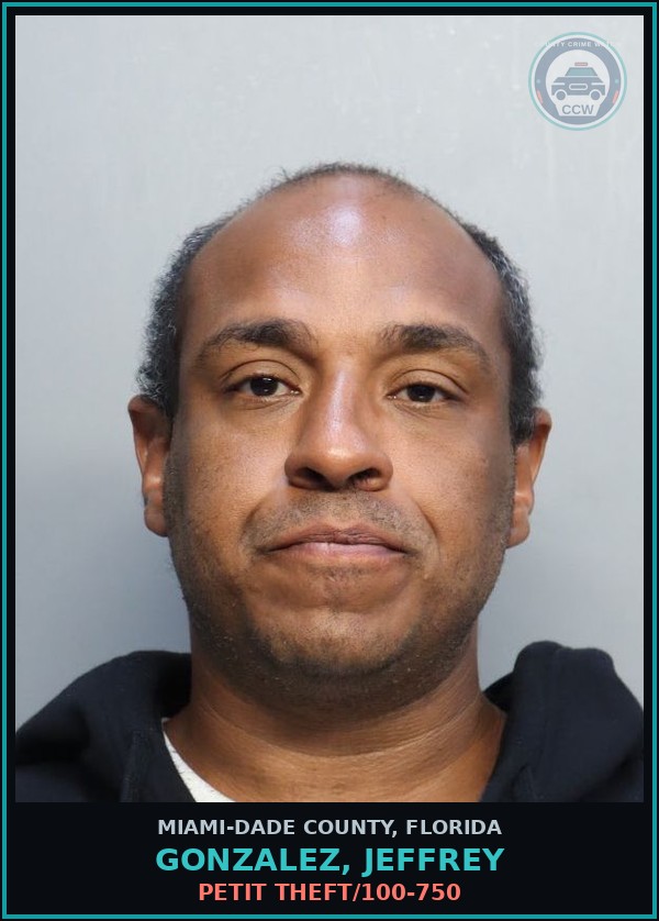 Booking mugshot of GONZALEZ, JEFFREY in Miami-Dade County