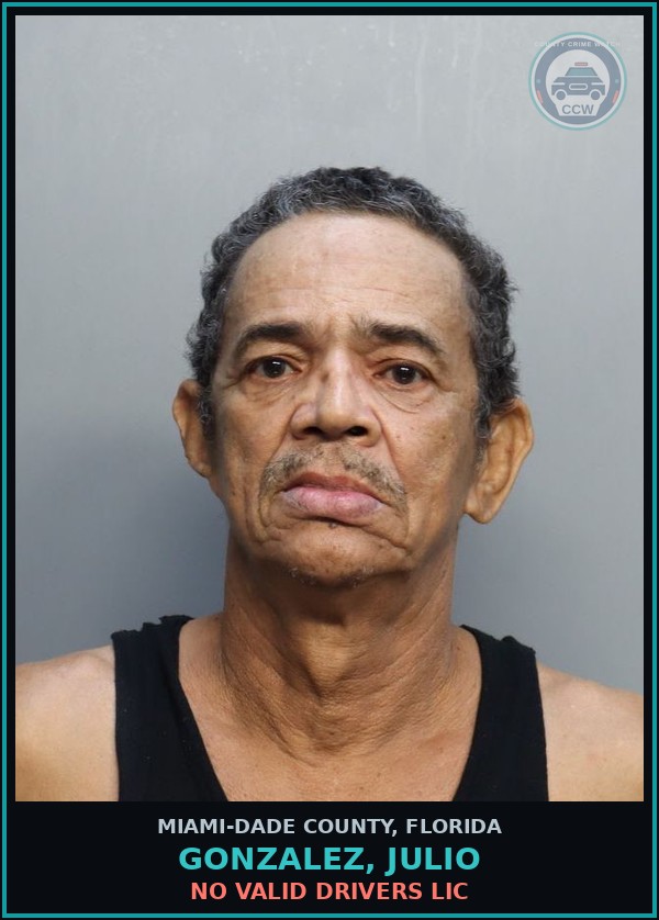 Booking mugshot of GONZALEZ, JULIO in Miami-Dade County