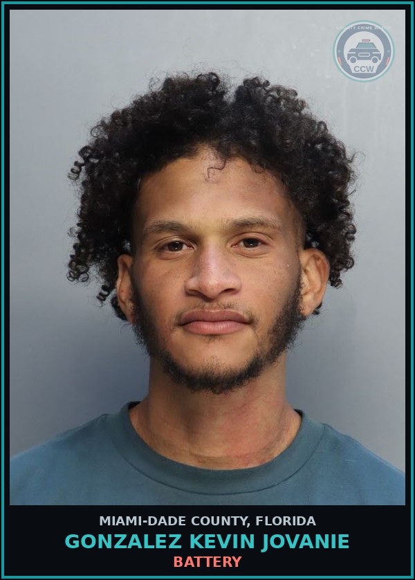 Booking mugshot of GONZALEZ KEVIN  JOVANIE in Miami-Dade County