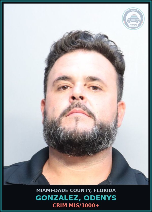 Booking mugshot of GONZALEZ, ODENYS in Miami-Dade County
