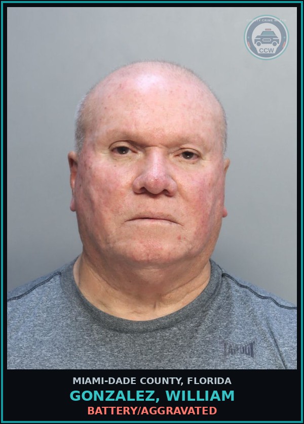 Booking mugshot of GONZALEZ, WILLIAM in Miami-Dade County