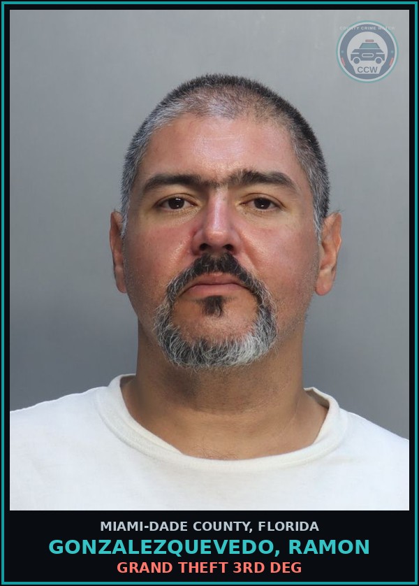 Booking mugshot of GONZALEZQUEVEDO, RAMON in Miami-Dade County