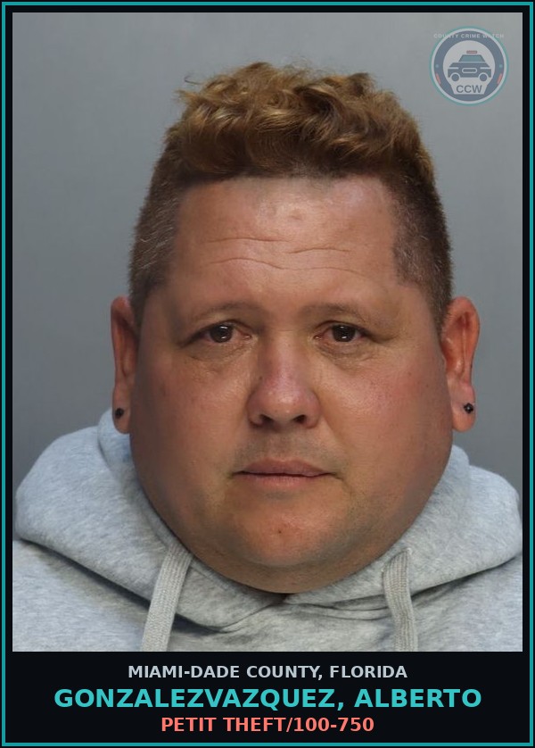 Booking mugshot of GONZALEZVAZQUEZ, ALBERTO in Miami-Dade County