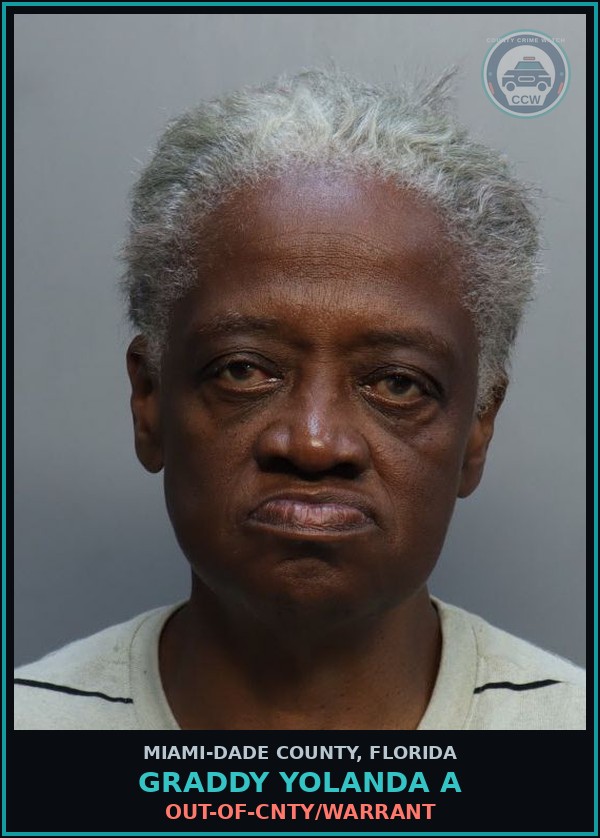 Booking mugshot of GRADDY YOLANDA  A in Miami-Dade County