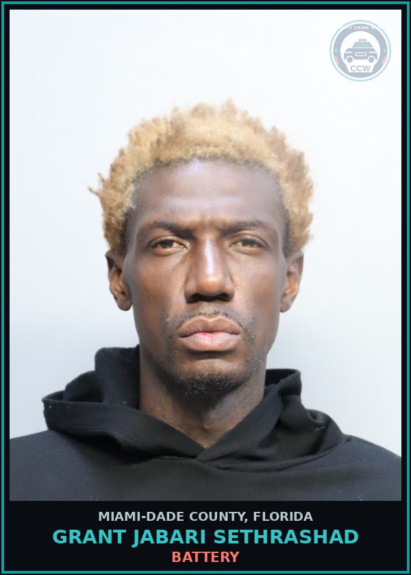 Booking mugshot of GRANT JABARI  SETHRASHAD in Miami-Dade County