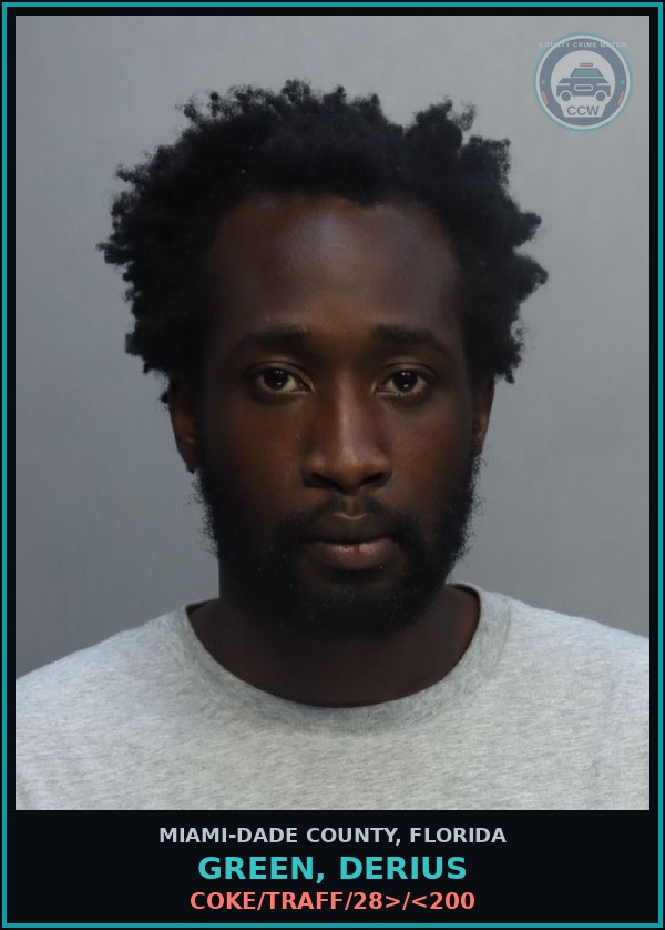 Booking mugshot of GREEN, DERIUS in Miami-Dade County