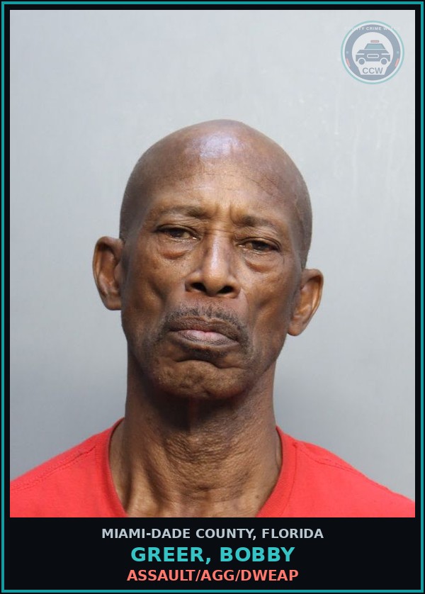 Booking mugshot of GREER, BOBBY in Miami-Dade County