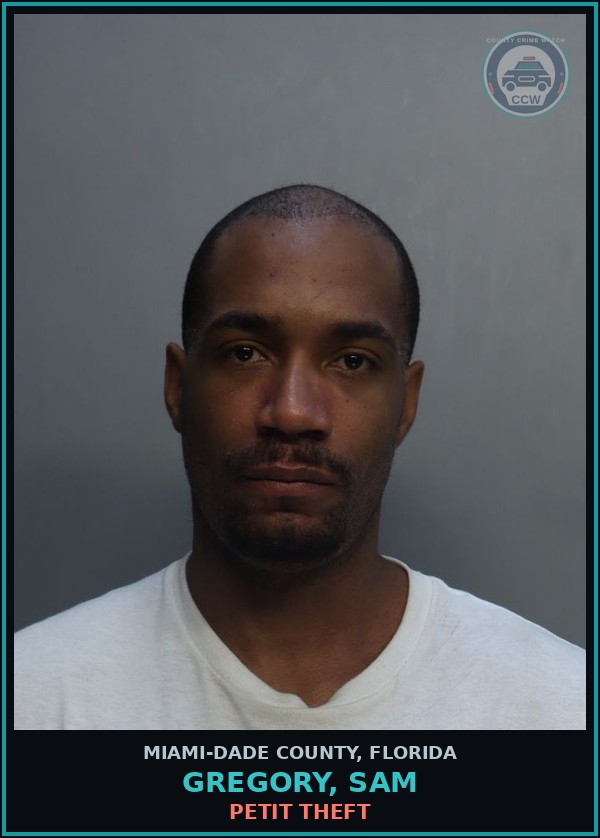 Booking mugshot of GREGORY, SAM in Miami-Dade County