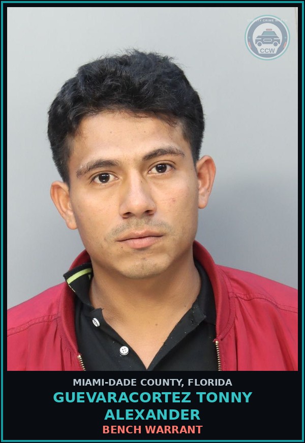 Booking mugshot of GUEVARACORTEZ TONNY  ALEXANDER in Miami-Dade County
