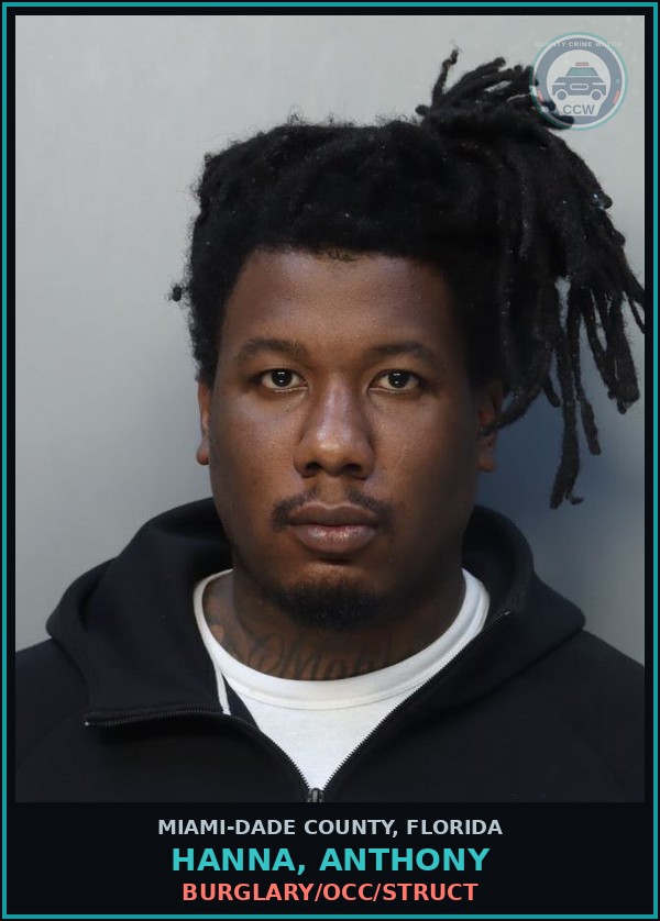 Booking mugshot of HANNA, ANTHONY in Miami-Dade County