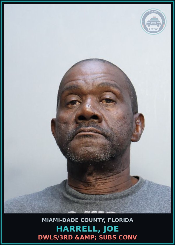 Booking mugshot of HARRELL, JOE in Miami-Dade County
