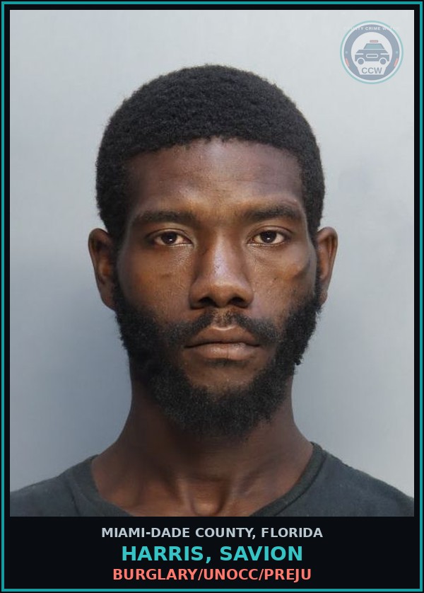 Booking mugshot of HARRIS, SAVION in Miami-Dade County
