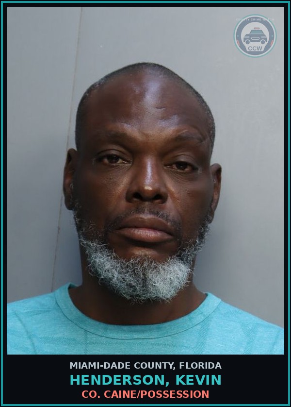 Booking mugshot of HENDERSON, KEVIN in Miami-Dade County