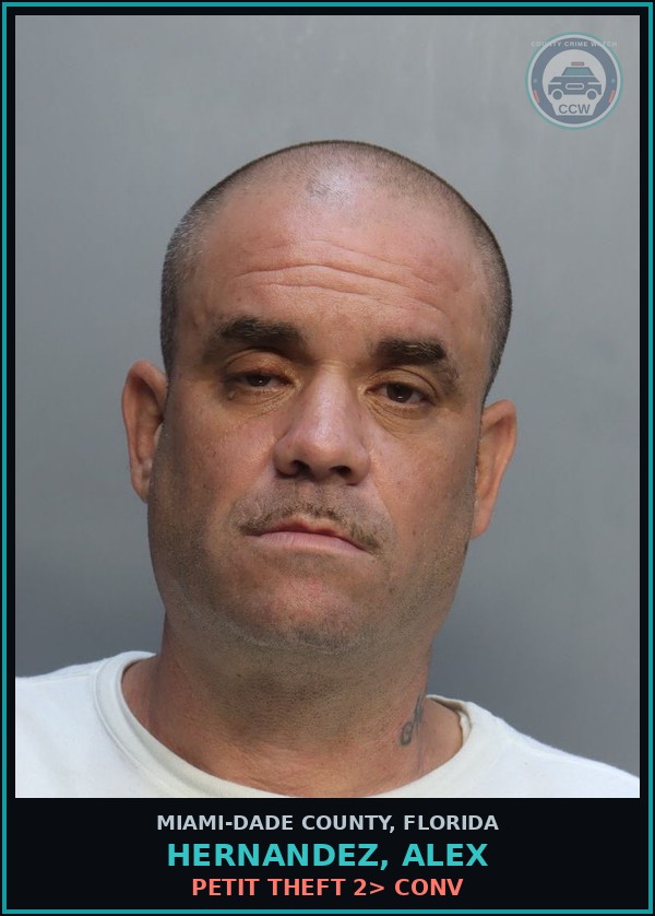 Booking mugshot of HERNANDEZ, ALEX in Miami-Dade County