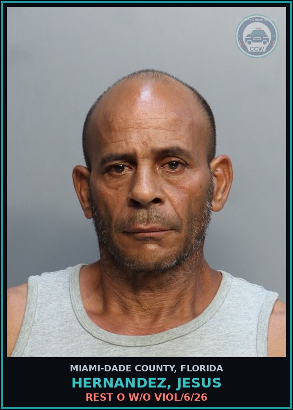 Booking mugshot of HERNANDEZ, JESUS in Miami-Dade County