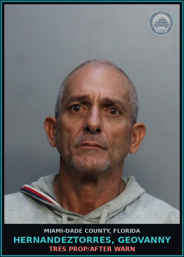 Booking mugshot of HERNANDEZTORRES, GEOVANNY in Miami-Dade County